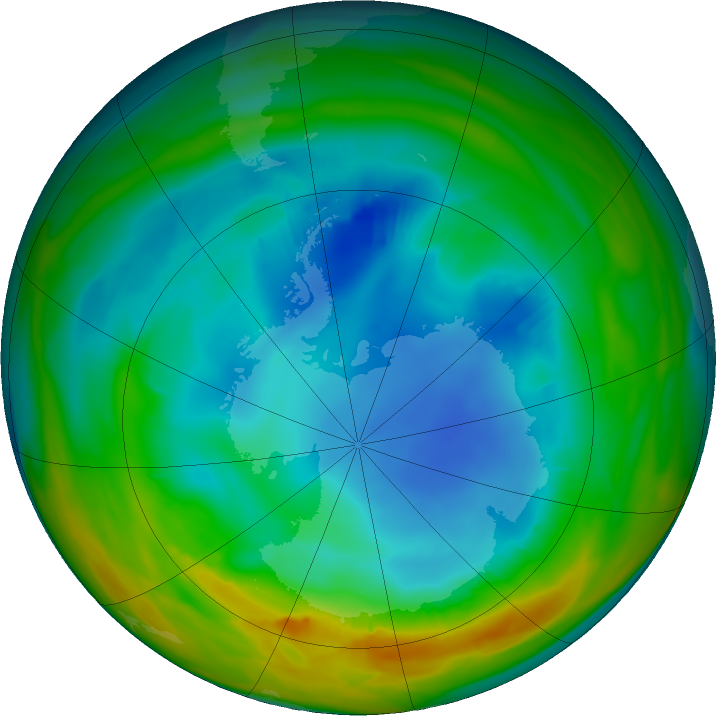 Antarctic ozone map for 01 August 2017